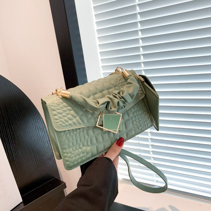 Fashion Solid Color Crocodile Embossed Shoulder Bag