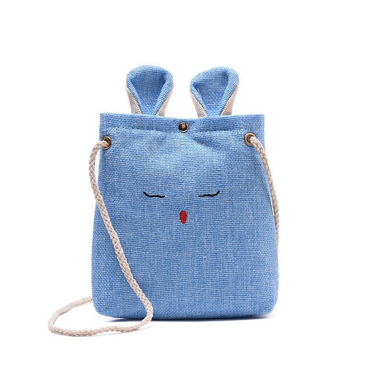 Women Cute Rabbit Shape Design Linen Crossbody Bag