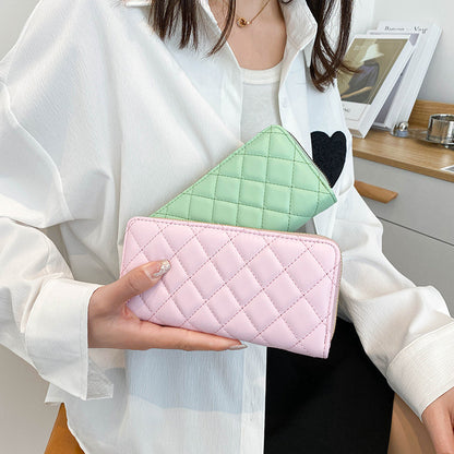 Women'S Fashion Diamond Embroidery Line Mid-Length Dinner Coin Purse