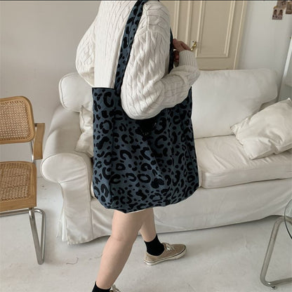 Women Leopard Print Large Capacity Tote Shopping Bag