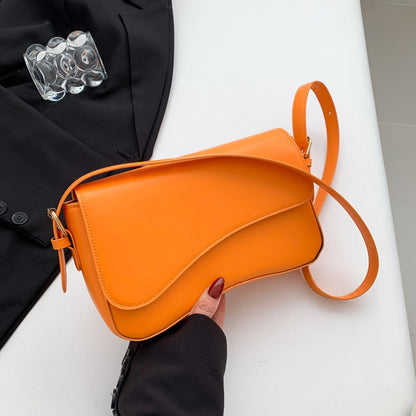 Sac à bandoulière carré à rabat en PU pour femme, couleur unie, tendance 