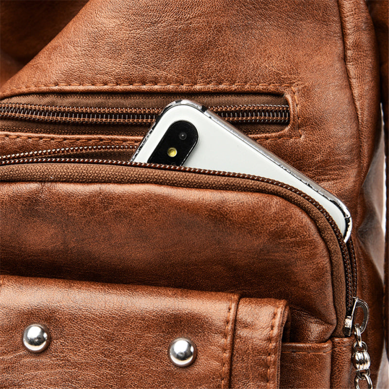 Sac à bandoulière décontracté multi-poches pour femme, couleur unie, grande capacité, en PU 