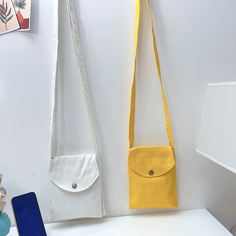 Mini sac à bandoulière en toile de couleur unie pour femme, simple et tendance, style macaron 