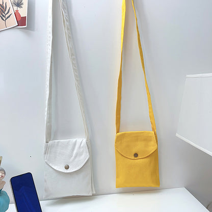 Mini sac à bandoulière en toile de couleur unie pour femme, simple et tendance, style macaron 