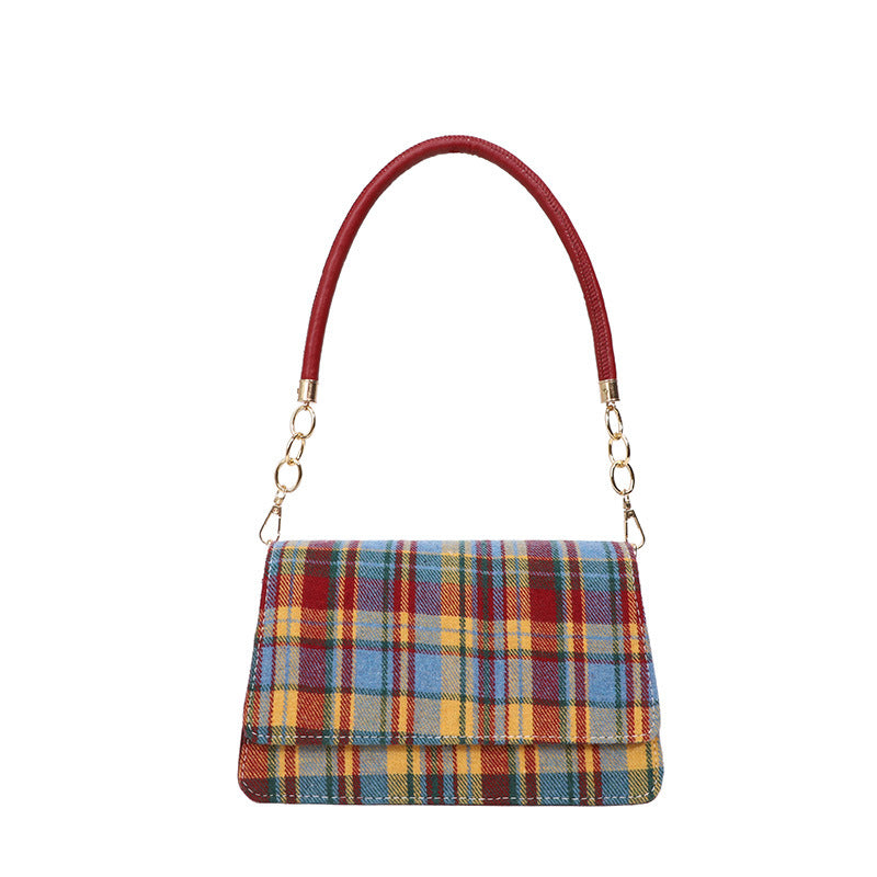 Sac à bandoulière carré à carreaux vintage 