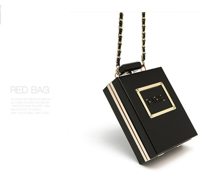 Women Fashion Transparent Perfume Bottle Leather Chain Small Square Bag