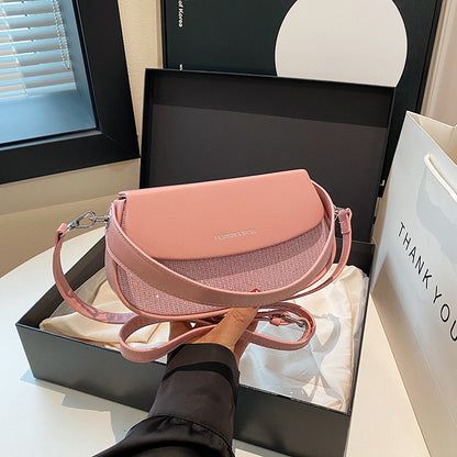 Fashion Solid Color Shoulder Saddle Bag