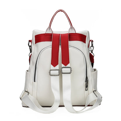 Women Casual Classic Color Blocking PU Large-capacity Shoulder Strap Backpack
