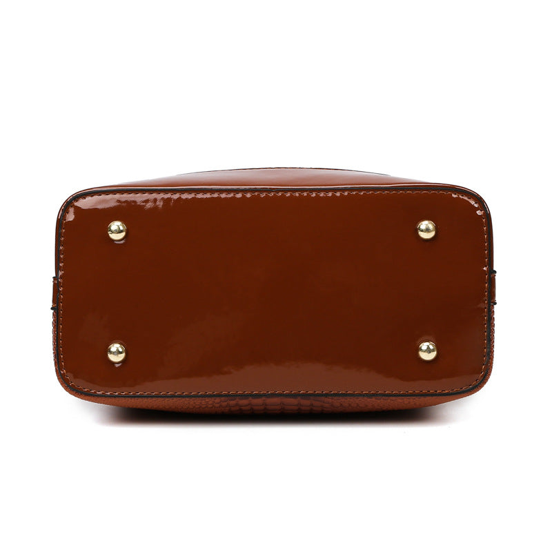 Sac à main décontracté simple à motif crocodile pour femme, couleur unie 