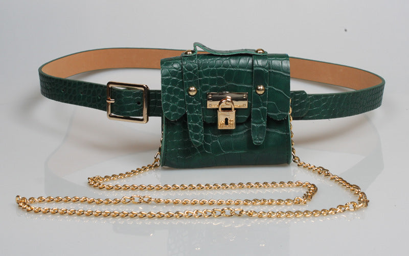 Women Fashion Waist Bag Belt Metal Chain Vintage Belt Bag