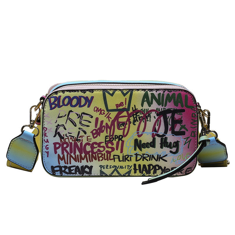 Women Fashion Graffiti Printing Square Bag