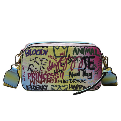 Women Fashion Graffiti Printing Square Bag