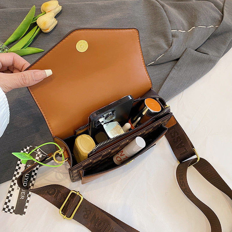 Women Fashion Cartoon Cat Print Flap Square Crossbody Bag