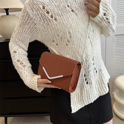 Women Fashion Solid Color Flip Square Chain Crossbody Bag