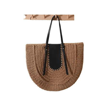 Holiday Beach Simple Semicircle Large Capacity Woven Tote Bag
