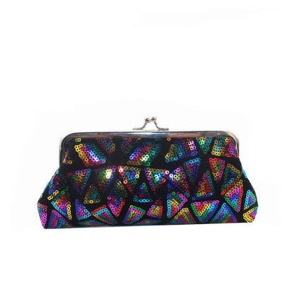 Women Fashion Creative Sequin Geometric Pattern Long Coin Purse