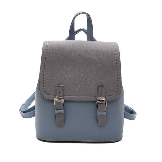 Women Elegant Buckle Frosted Design Solid Color Color Blocking Backpack