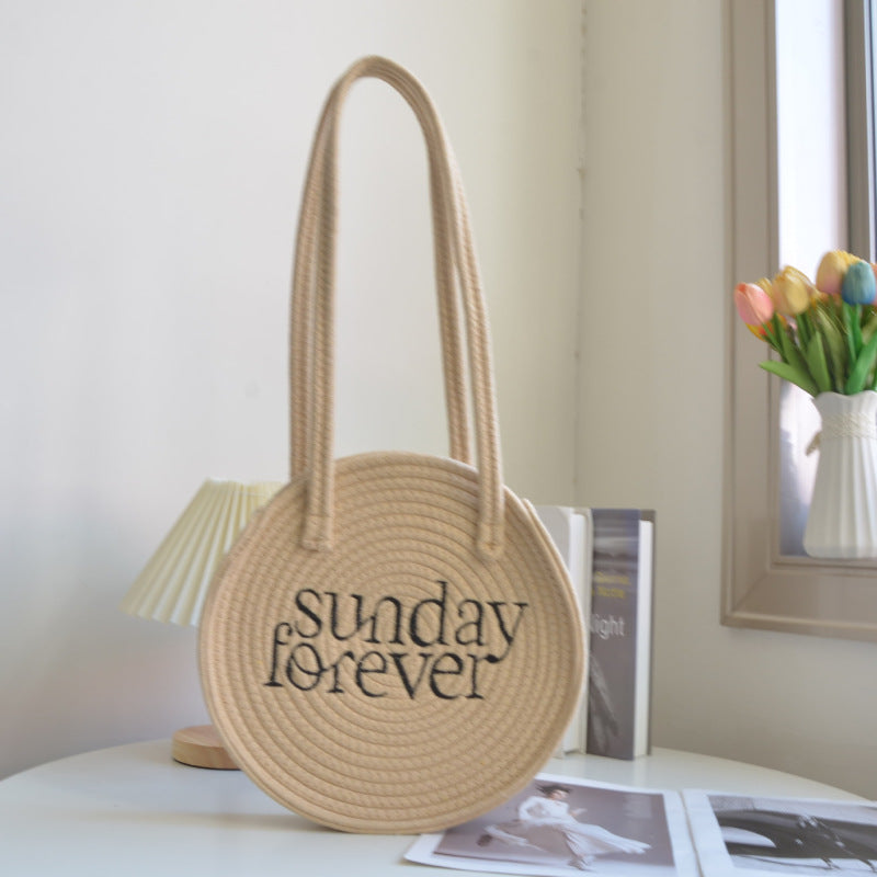 Holiday Leisure Embroidery Beach Photo Woven Bag