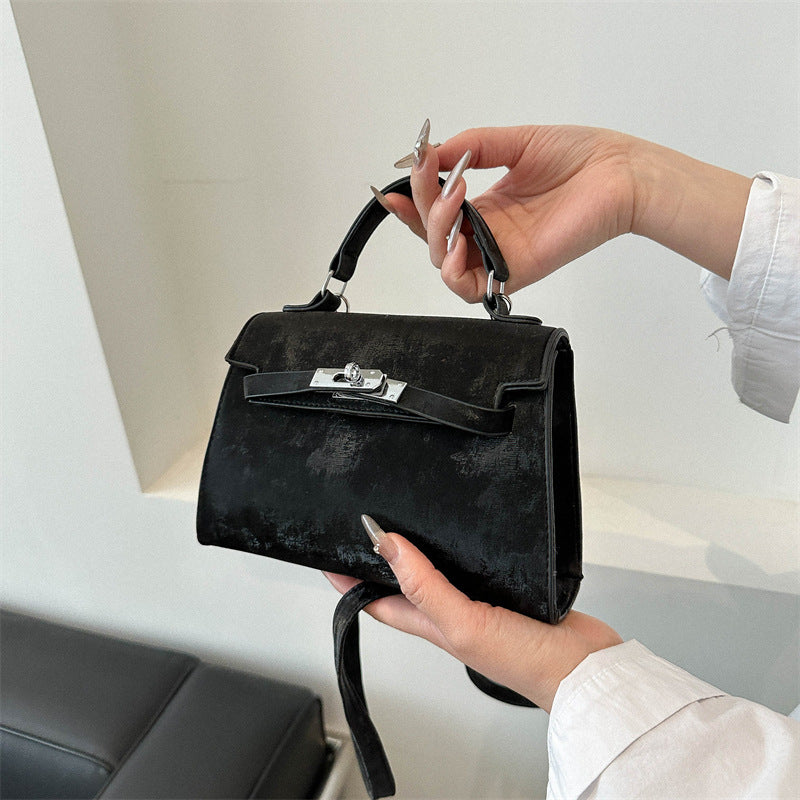 Sac à bandoulière carré en PU pour femme, simple et tendance, avec rabat et fermeture éclair 