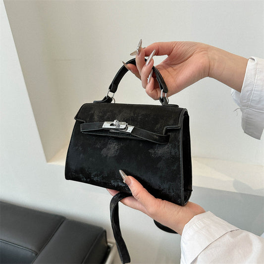 Sac à bandoulière carré en PU pour femme, simple et tendance, avec rabat et fermeture éclair 