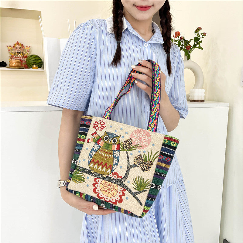 Sac à main mignon de style ethnique rétro de dessin animé 