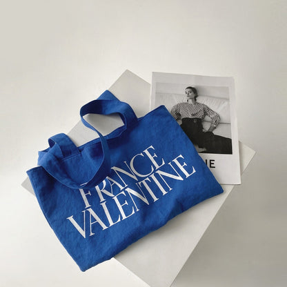 Sac fourre-tout en toile grande capacité pour femme, motif lettre simple, motif Saint-Valentin 