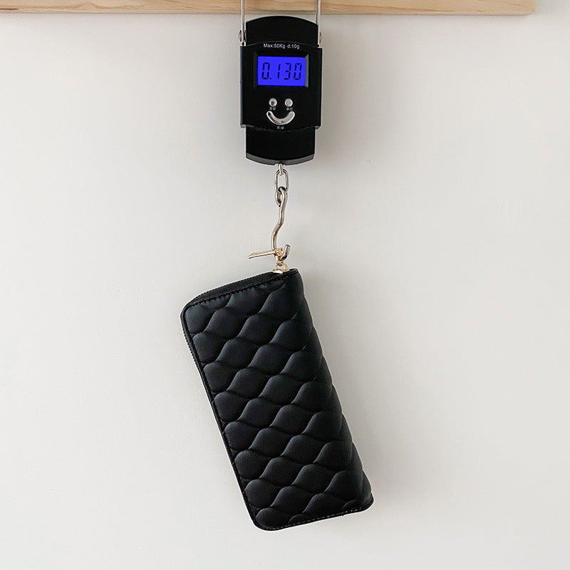 Women Fashion Diamond Indentation Long Coin Purse