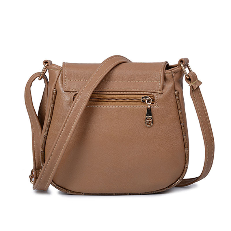 Women Vintage Flap Buckle Design PU Crossbody Bag