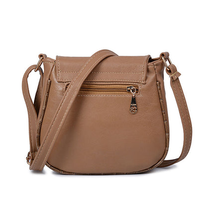 Women Vintage Flap Buckle Design PU Crossbody Bag