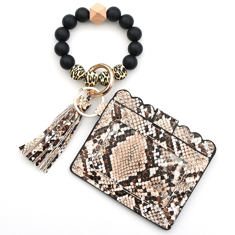 Women Fashion Beaded Pu Tassel Coin Purse