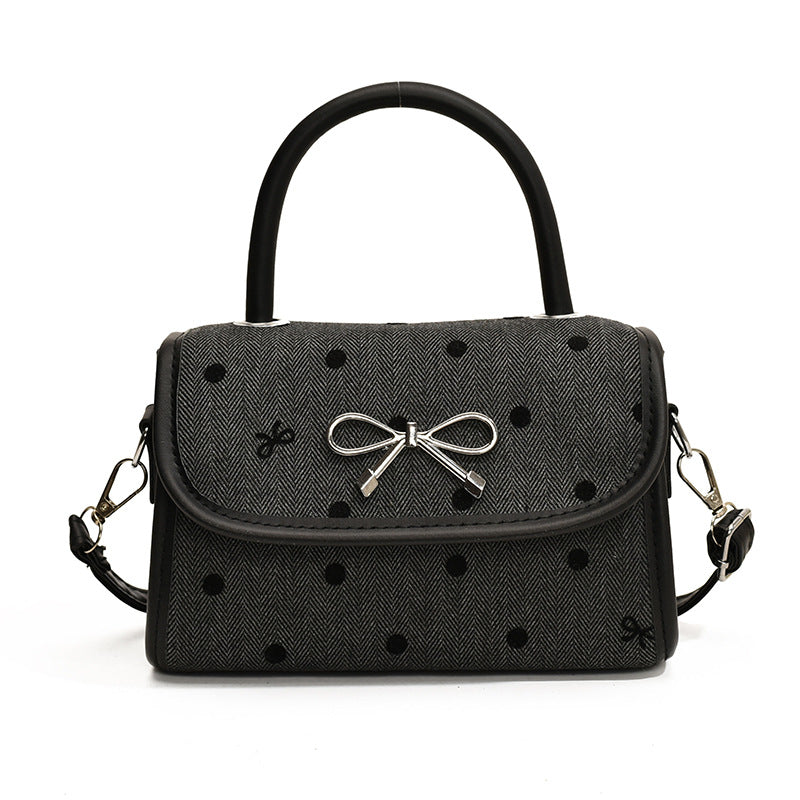 Women Fashion Elegant Bowknot Dot Magnetic Buckle Crossbody Bag
