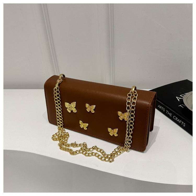 Sac à bandoulière carré à chaîne papillon tendance 