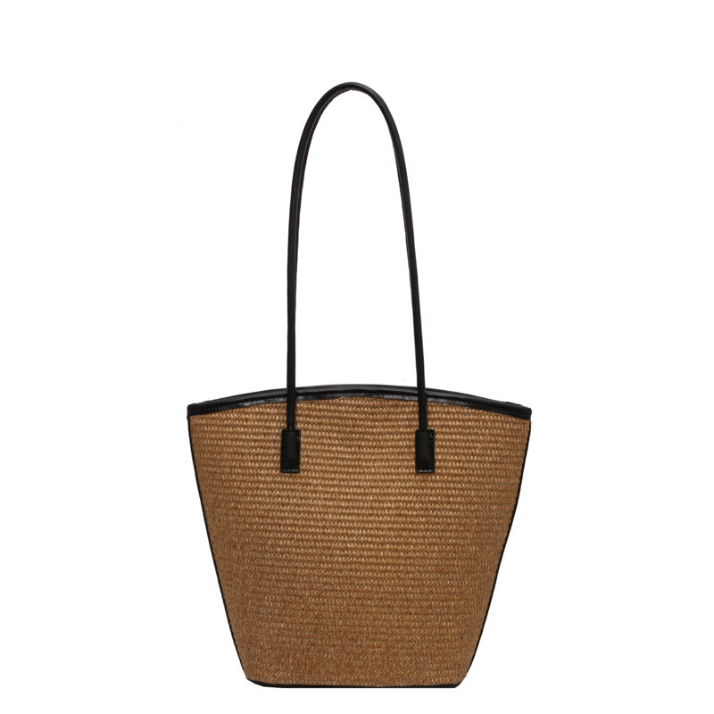 Women Fashionable Straw Woven Large Capacity Shoulder Tote Bag