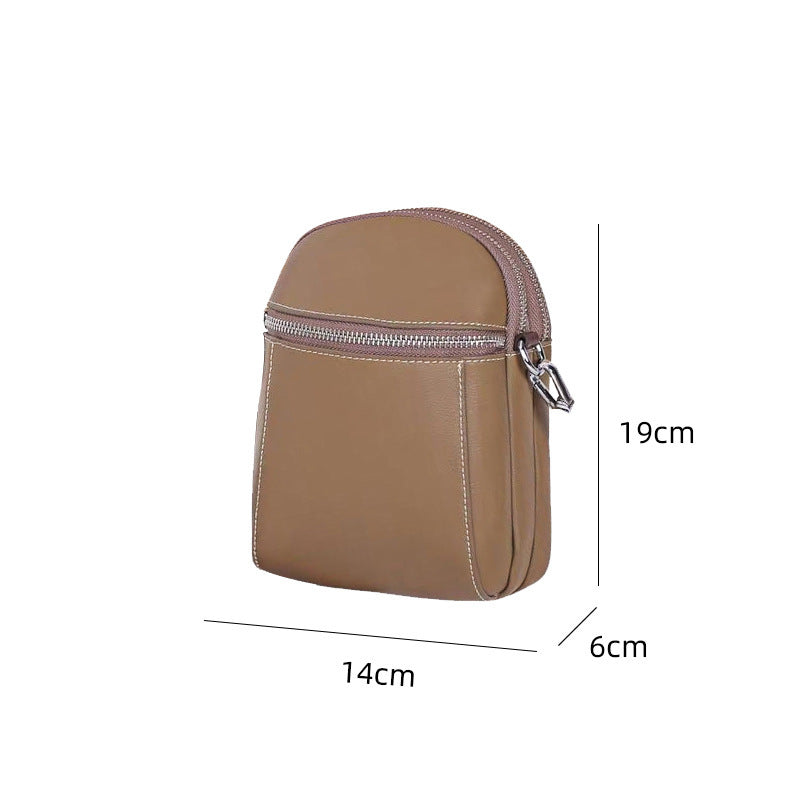 Sac à bandoulière en cuir véritable pour femme, style décontracté et simple, pour téléphone 