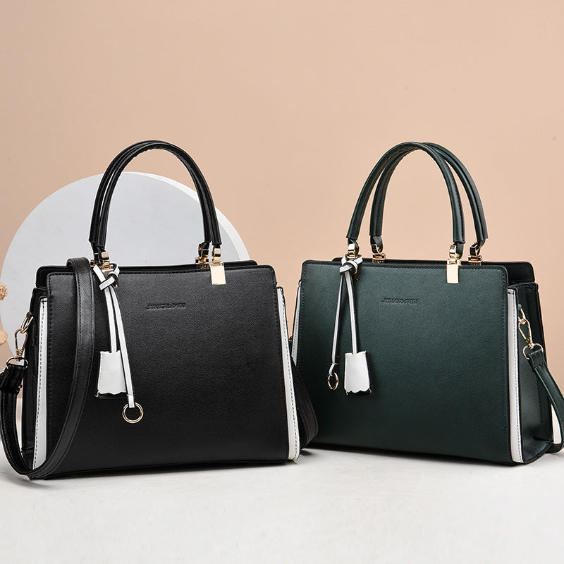 Women Fashion Square Large Capacity PU Handle Shoulder Bag