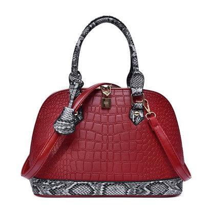 Women Fashion Casual Crocodile Pattern Handbag Two-Piece Bag