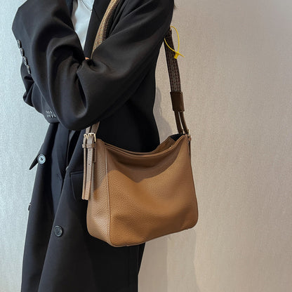 Sac à bandoulière tendance en PU de grande capacité pour femme, couleur unie 