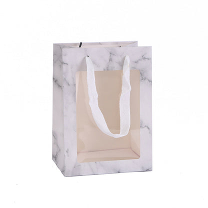 Sac d'emballage cadeau transparent en marbre avec fenêtre 