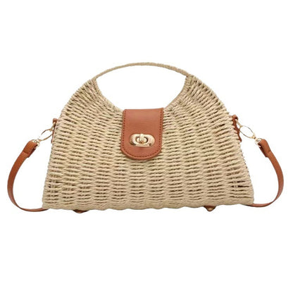 Sac à main en paille tissée de grande capacité pour les vacances et la plage 