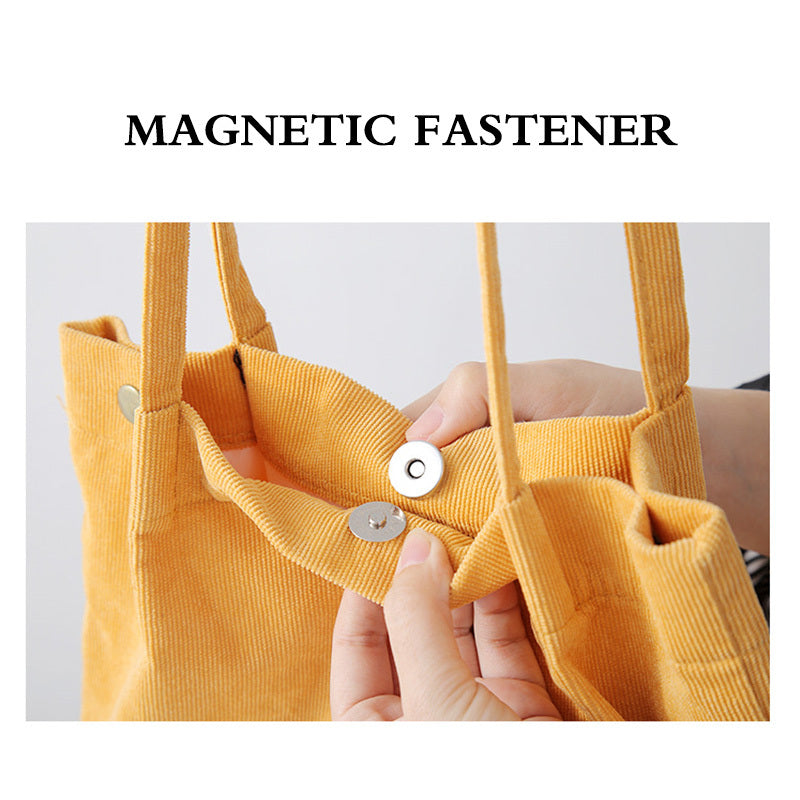 Women Casual Basic Solid Color Large Capacity Corduroy Tote Bag