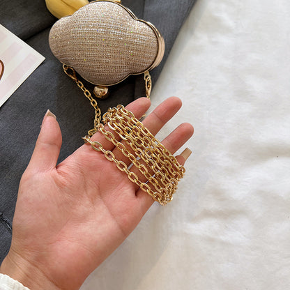 Women Fashionable Creative Solid Color Shell Chain Mini Crossbody Evening Bag