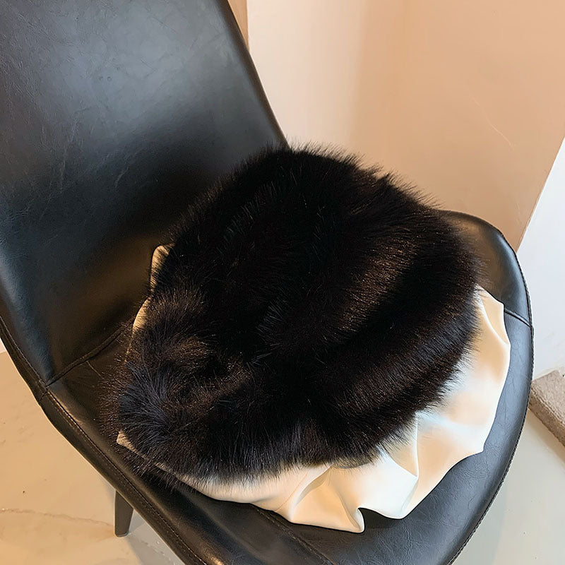 Sac à main en peluche de couleur unie pour femme, automne et hiver 