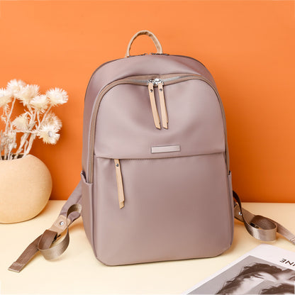 Women Casual Zipper Design Solid Color Large Capacity Backpack
