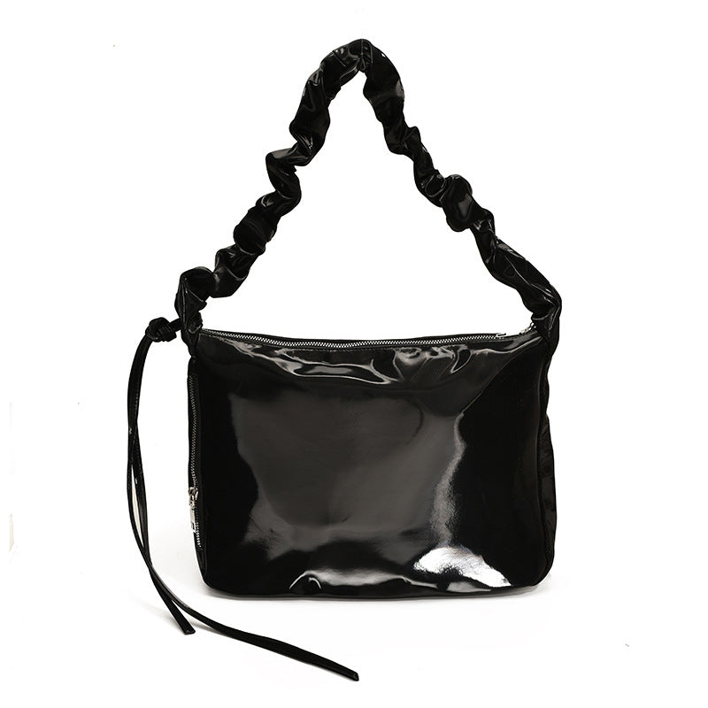 Sac à bandoulière plissé simple et tendance pour femme, grande capacité, couleur unie 