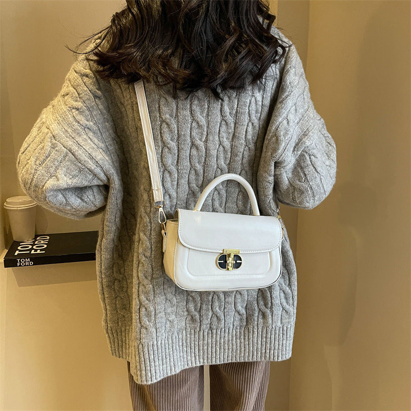 Women Fashionable Simple Square Flap Lock Crossbody Bag
