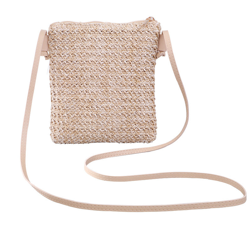 Mini sac à bandoulière tissé pour téléphone portable, couleur unie, tendance, pour femme