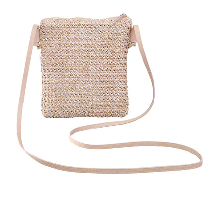 Mini sac à bandoulière tissé pour téléphone portable, couleur unie, tendance, pour femme