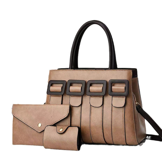 Ensemble de trois sacs à main décontractés de grande capacité pour femmes, couleur unie 