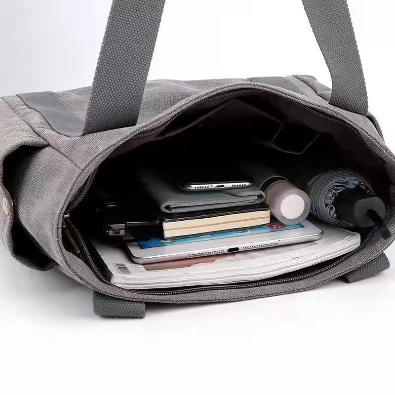 Women Casual Solid Color Large Capacity Clutch One Shoulder Tote Canvas Bag