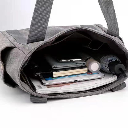 Women Casual Solid Color Large Capacity Clutch One Shoulder Tote Canvas Bag